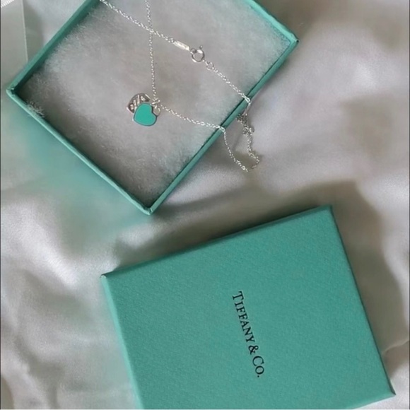 Tiffany & Co. Silver Necklace with Turquoise Heart Pendant